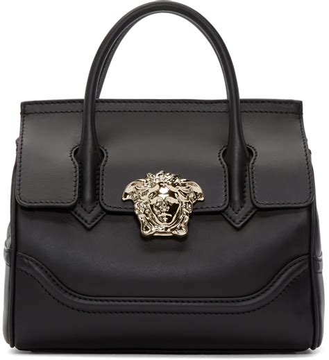 versace embroidered black bag|versace black leather bag.